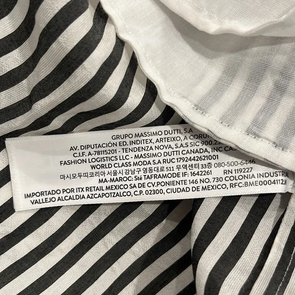 Massimo Dutti long sleeve belted button down black &white 3/4 length dress XS/S - Picture 7 of 16